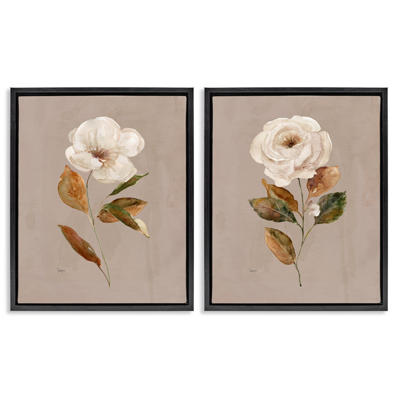 Ensemble de 2 toiles flottantes encadrées de style rustique Rose Blooms, design par Livi Finn, H 21 po x l 17 po