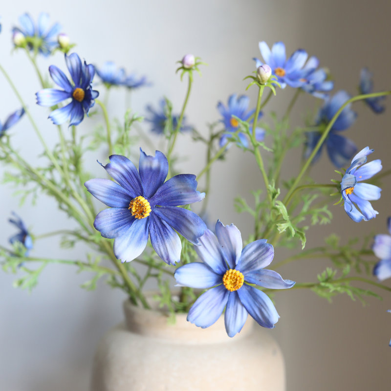 Real Touch Cosmos Faux Floral, Blue