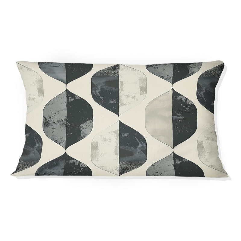 Grey  Midcentury Geometry III - Midcentury Geometry Lumbar Pillow