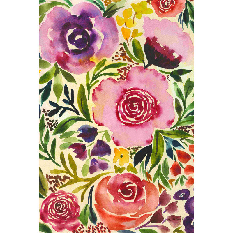 «Antique Garden I» par Cheryl Warrick - peinture sur toile tendue, H 18 po x l 12 po