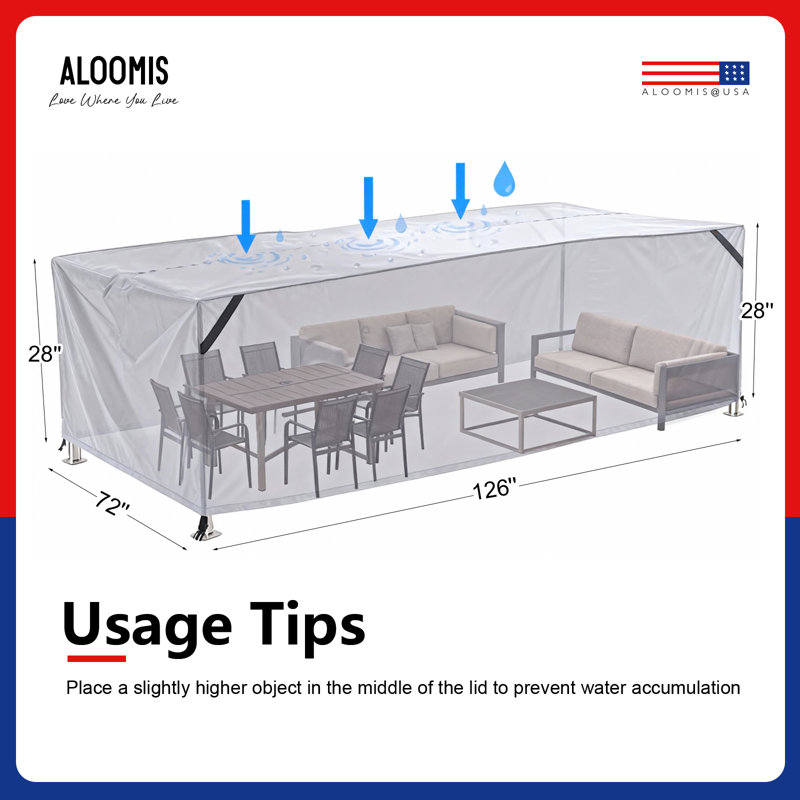 Multi-purpose Rectangular Patio Furniture Cover with Zipper Bag, Heavy-Duty Tough Canvas Patio Table Cover for Outdoor Dining Table and Chairs, Universal Waterproof Beige