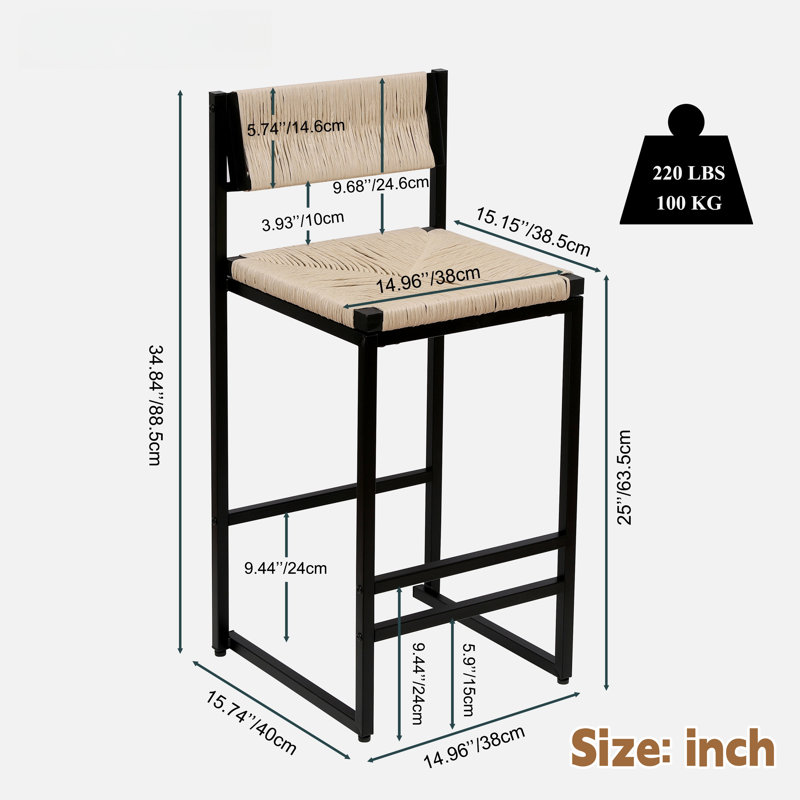 Ensemble de 2 tabourets de bar avec cadre en métal, Blanc crémeux