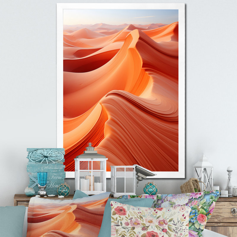 Danse du désert de Hyleigh I - reproduction sur toile, H 32 po x l 16 po x P 1 po, Cadre photo blanc