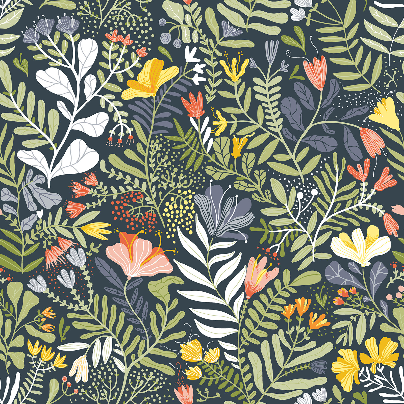 Ackworth Wallpaper Roll, Navy Blue