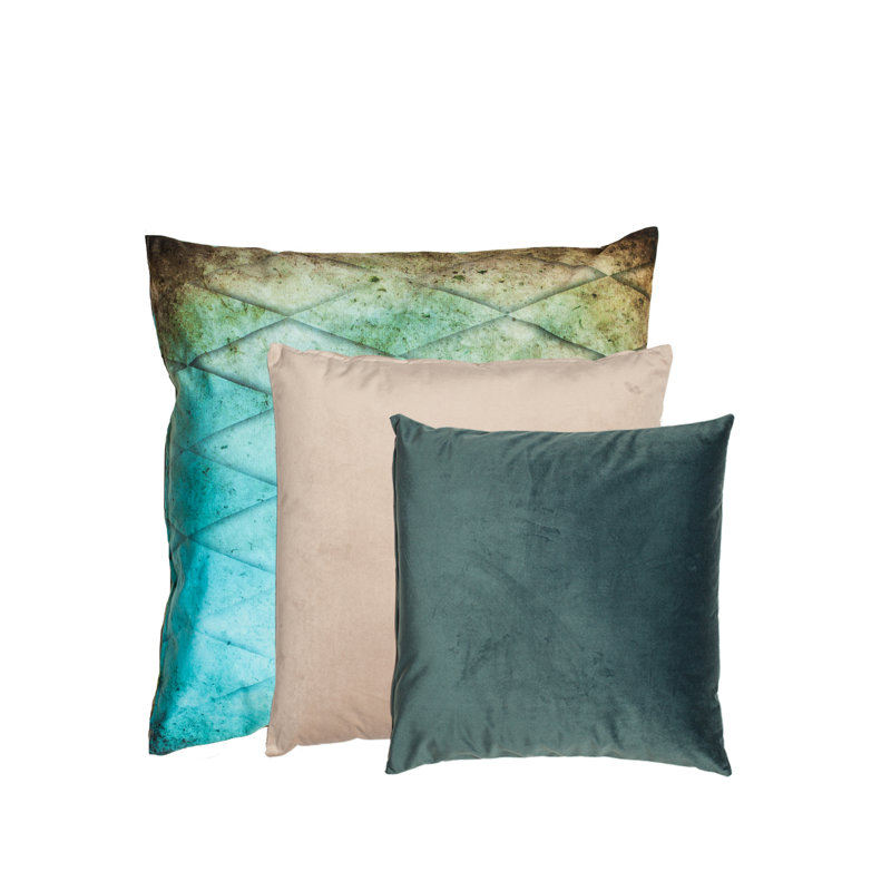 Danby Geometric Square Cushion, Beige/Turquoise