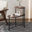 Table d'appoint moderne avec cadre de rangement en métal brun noyer et 2