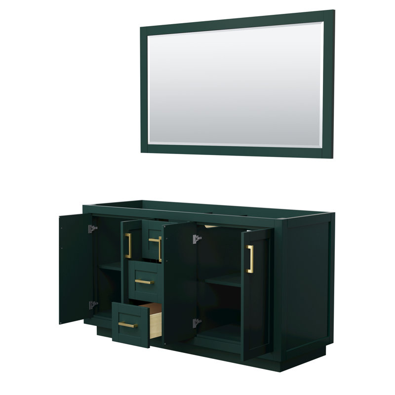 Miranda 60" Green Double Bathroom Vanity with Brushed Gold Trim