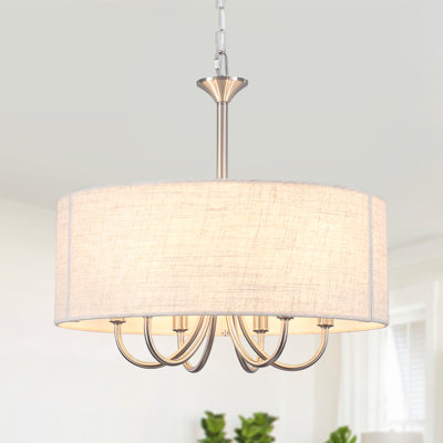Lustre tambour de ferme moderne à 6 lumières avec abat-jour en lin 17,95 po