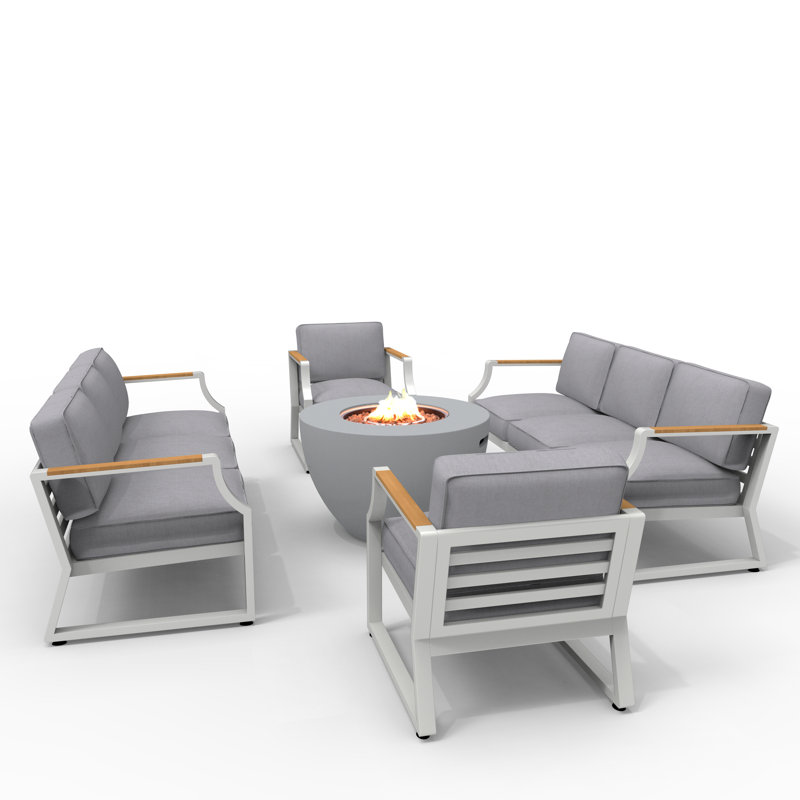 8 - Person Patio Conversation Set with Cushions, White