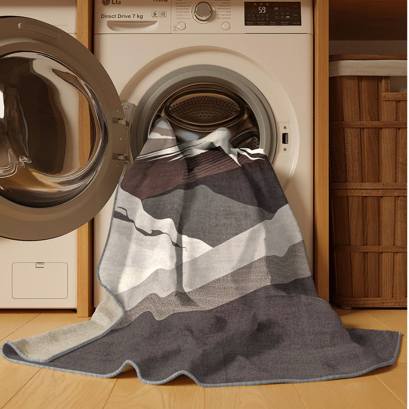 Tapis gris délavé à la machine Pacchiana, 3 X 5