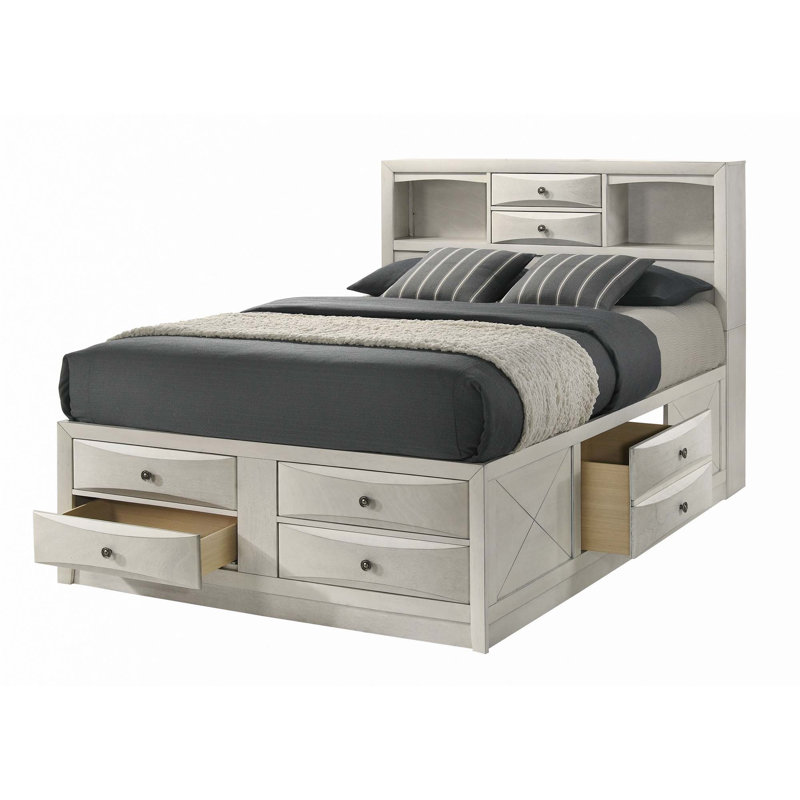 Cadre de lit avec compartiment de rangement intégré à compartiments de rangement de 1 pièce (1 lit), Très grand