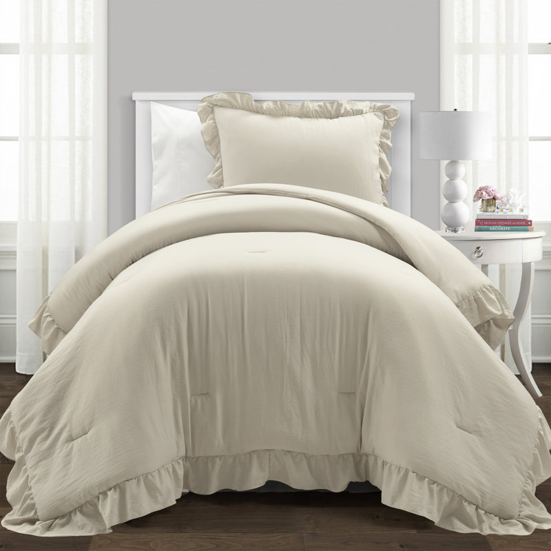 Reyna Microfiber 3 Piece Comforter Set, Twin XL Comforter + 1 Standard Sham, Wheat