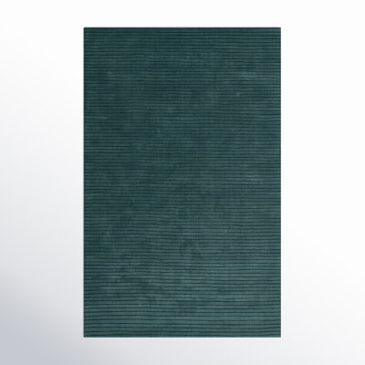 Guiness Solid Color Hand Loomed Wool Area Rug in Blue
