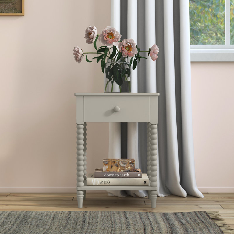 Godfree 1 - Drawer Spindle Nightstand (Set Of 2), Gris