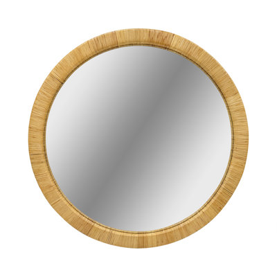 Miroir d'appoint naturel en rotin naturel de 36 pouces pour une utilisation rustique, d'entrée ou de chambre à coucher