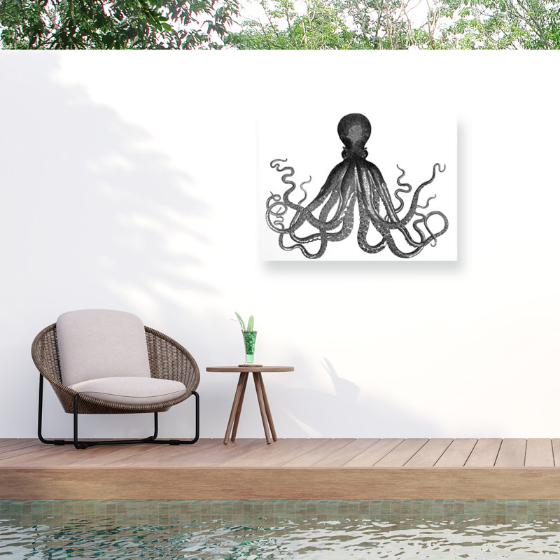 Toile pour l'extérieur Marcus Jules Octopus B&W, H 14 po x l 19 po