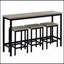 Table de salle à manger à hauteur de comptoir extra longue avec 3 tabourets, ensemble de table de pub avec repose-pieds, gris-994412474