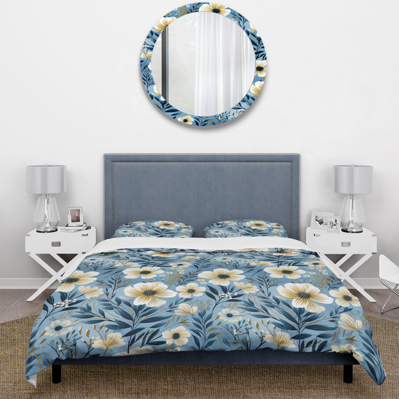 Ensemble de housse de couette Michaelangour - Floral, Housse de couette simple + 1 taie décorative stan