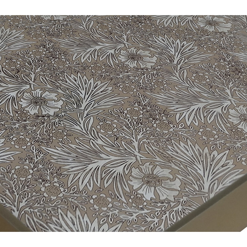 Large Sand Floral Reverse Painted Glass Tray with Handles