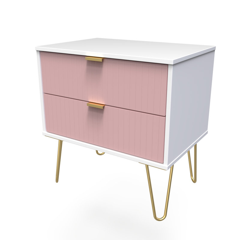 Beranda 58cm W Manufactured Wood Bedside Table, Kobe Pink/White