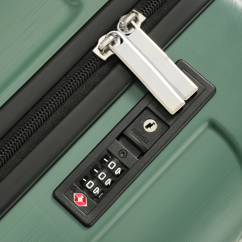 Valise de transport rigide de 20 pouces, valise légère en ABS durable avec roulettes pivotantes, verrou TSA intégré, 2 cubes de rangement, vert
