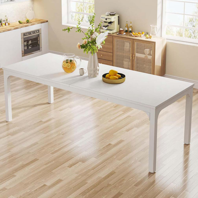 78" Rectangular Rustic Dining Table, White, White