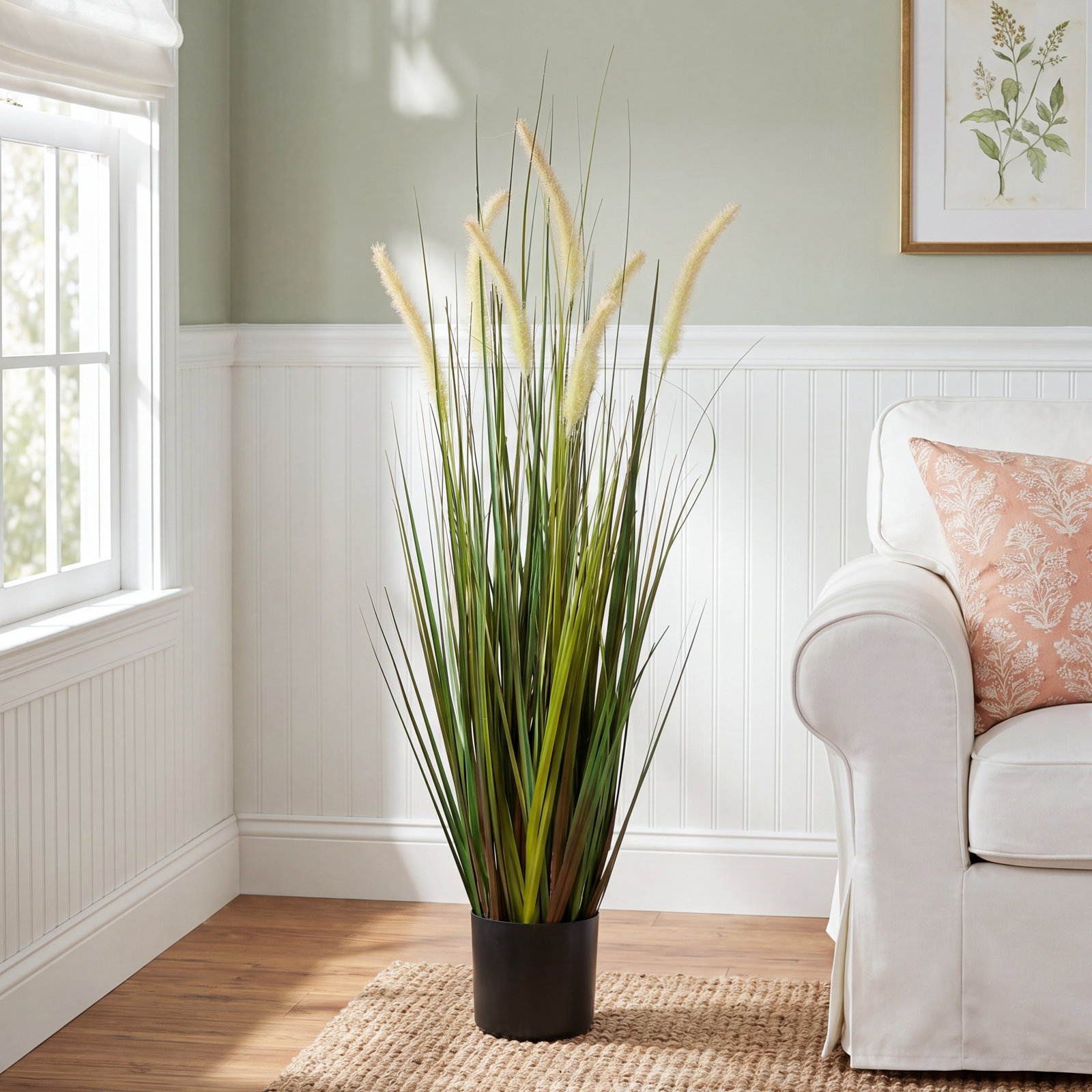 Faux Dogtail Grass in Pot, 38" H x 10" W x 10" D