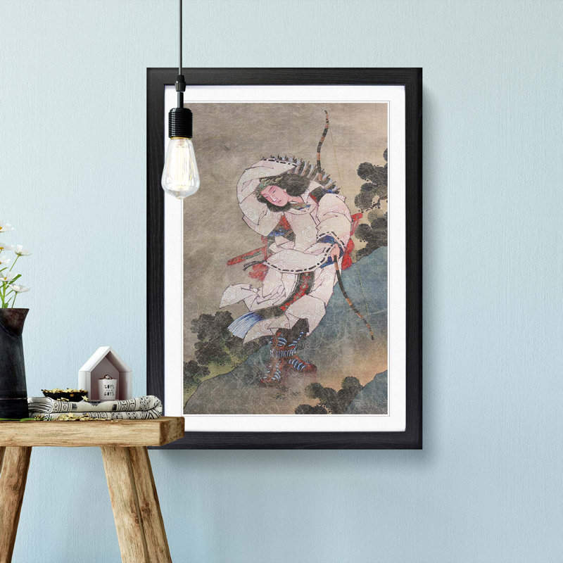 Empress Jingu by Katsushika Hokusai - Picture Frame Painting Print, 65cm H x 48cm W x 2cm D, Black Framed