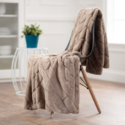 Chanasya Tile Emboss Faux Fur Mink Throw Blanket