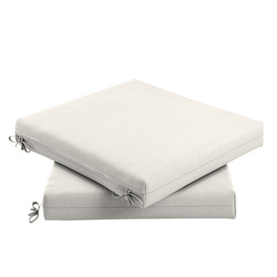  Chair Pad Cushion Set Of 2, 18" X 18" X 2.5", Premium Memory Foam Core With Waterfall Edge, Solstice Olefin, Patio Cushion For Outdoor Chairs