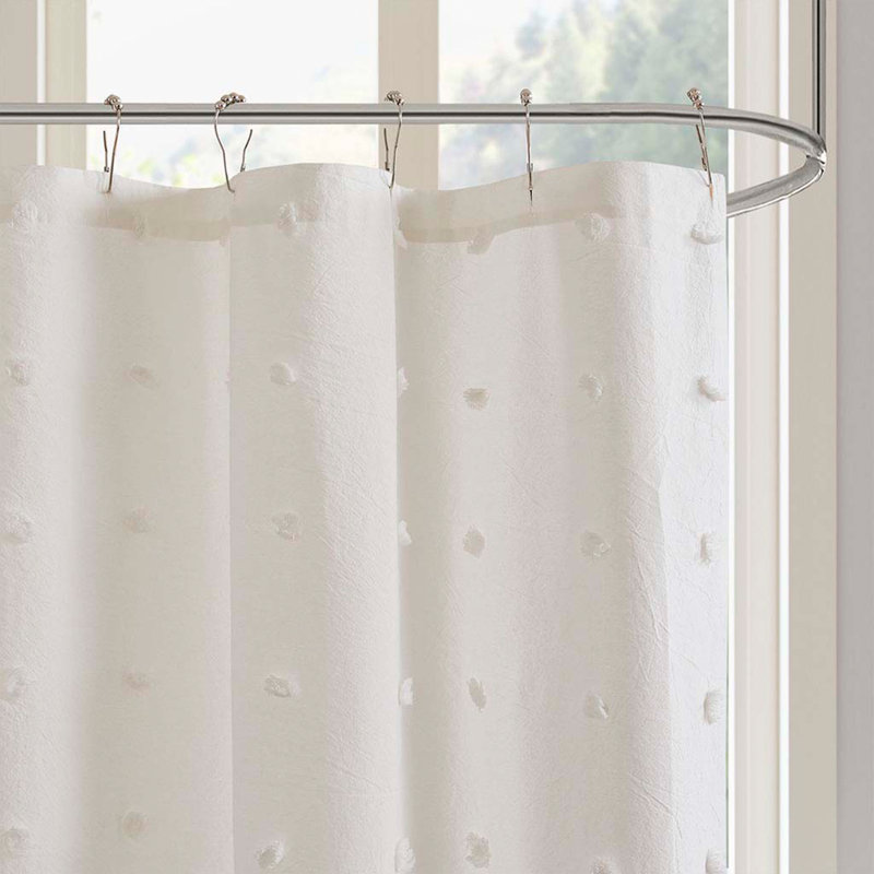 Rideau de douche en coton jacquard 1 pièce, Ivoire ivoire