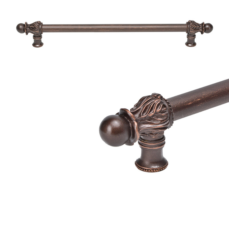 Acanthus 18 inches c.c. with 5/8 smooth center long pull Romanesque style in Gilded Mercury, 18", Oil Rubbed Bronze