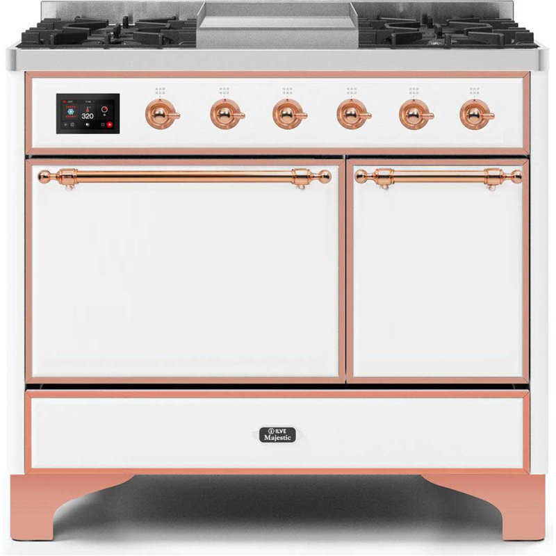 ILVE Majestic II 40 in Dual Fuel Range, Natural Gas, Glossy Black/Bronze