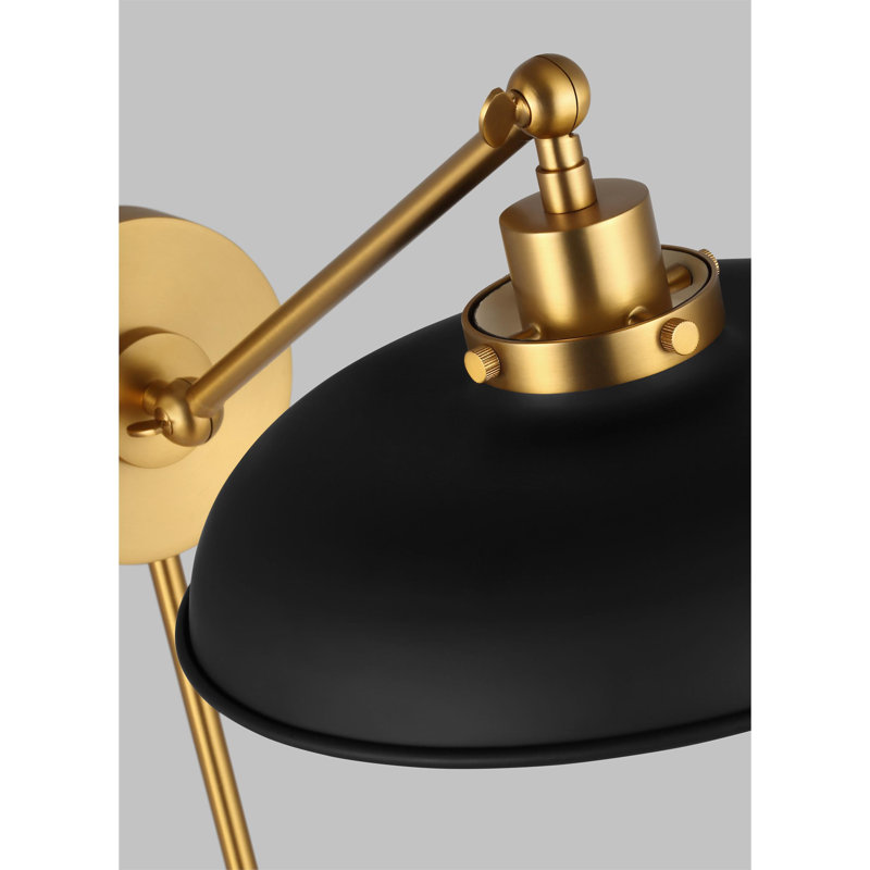 Wellfleet 1 - Light Armed Sconce, Burnished Brass, Midnight Black