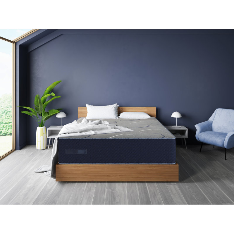 Très grand matelas avec effets rafraîchissants - et gel. La mousse mémoire Gen Ii améliore le sommeil. Technologie double pour un sommeil rapide. Mouvement individuel des bobines. Régule la température. Bleu marine. 80 x 76,26
