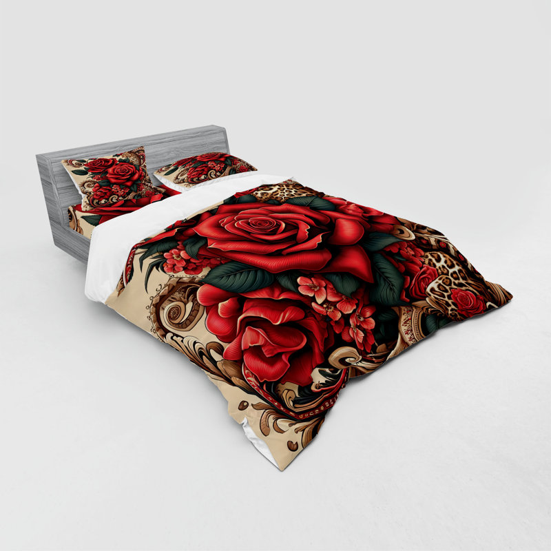 Ensemble de literie léopard Ambesonne et beige caramel vermillon, King Duvet Cover + 3 Additional Pieces