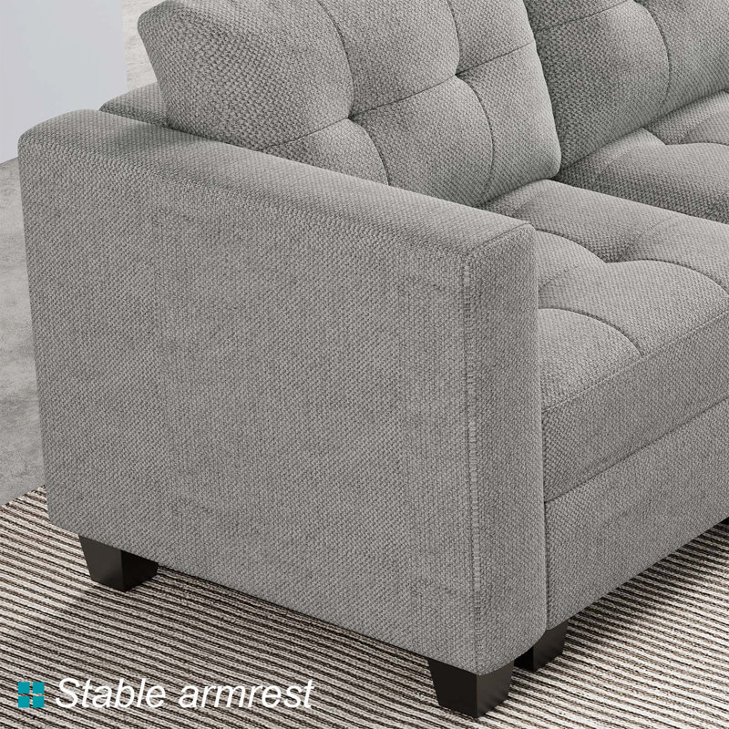 Canapé modulaire rembourré 7 pièces Soneson, Lin gris pâle