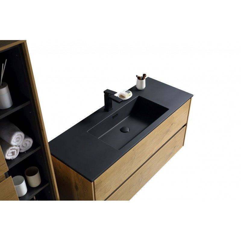 Ensemble de meuble-lavabo mural simple 35 po Bali, Chêne Mo