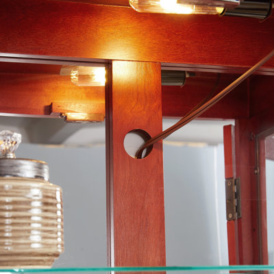Vitrine lumineuse vitrée, vitrine, armoire de rangement en verre, armoire à vin en verre, présentoir à jouets en bois pour le salon, la cuisine, l'ampoule du garde-manger inclus