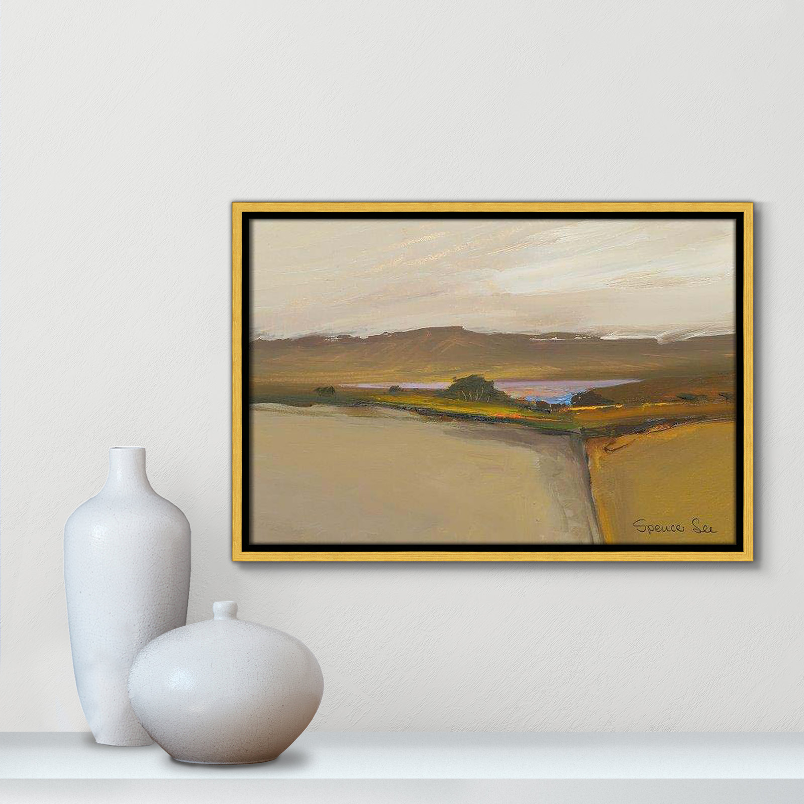 Heaven And Earth IV by Spencer Lee, 13.5'' H x 19.5'' W x 2'' D, Gold Framed