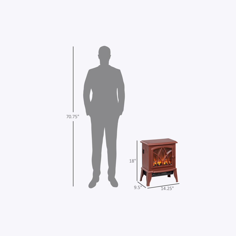 HOMCOM Electric Fireplace Stove, 18" Freestanding Fireplace Heater with Realistic Flame, Overheating Protection, Portable, 750W/1500W