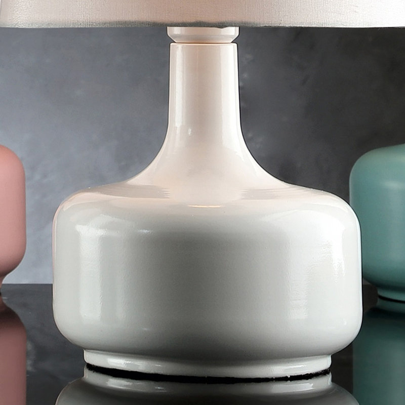 Lampe de table de style Mid-Century avec base en métal et abat-jour cloche (ampoule non incluse), Blanc