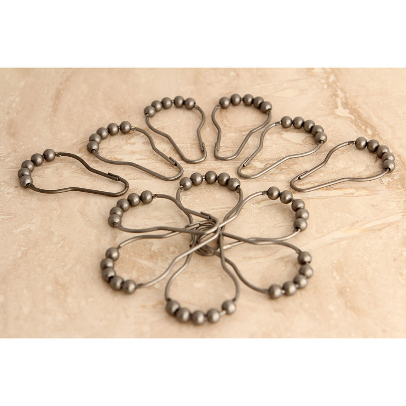 Kingston Brass Edenscape Roller Ball Shower Curtain Rings (12 Pieces/Set), Brushed Nickel