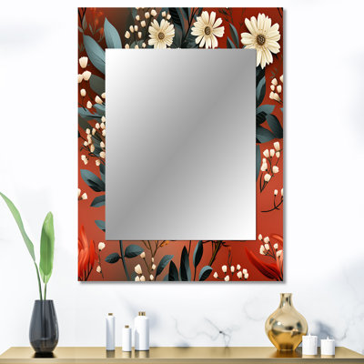 Motif floral Alyessa Rustic Bohemian Bliss - grand miroir mural floral, miroir décoratif floral, impression d'art en métal