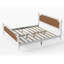 Cadre de lit grand en rotin, cadre de lit plateforme grand avec tête et pied de lit naturel, style bohème et mid-century, bois de pin massif-366412817