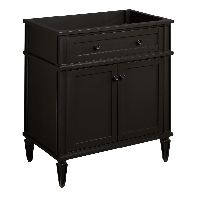 Elmdale 30" Freestanding Mahogany Single Basin Vanity Rectangular Undermount Sink, White, Carrara Marble, 8" Centers