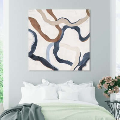 Abstract Paths of Life IV Modern White Canvas Wall Art Print
