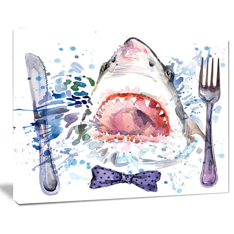 «Requin affamé», reproduction d'art sur toile tendue, H 20 po x l 20 po x P 1 po