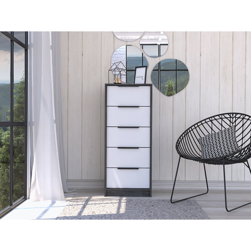 16.23'' W 5 - Drawer Dresser, White