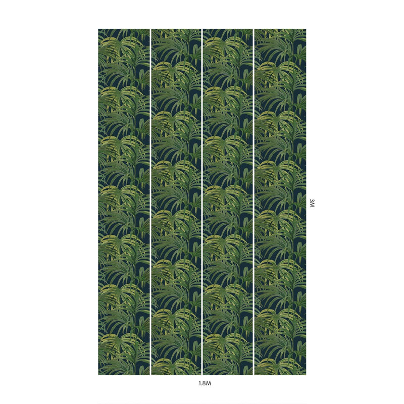 Palmeral Wallpaper, Midnight/Green